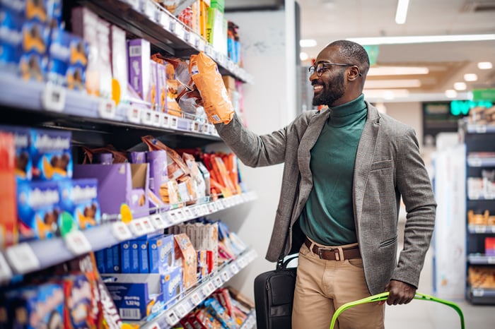 Man shopping in a convenience store Man shopping in a convenience store